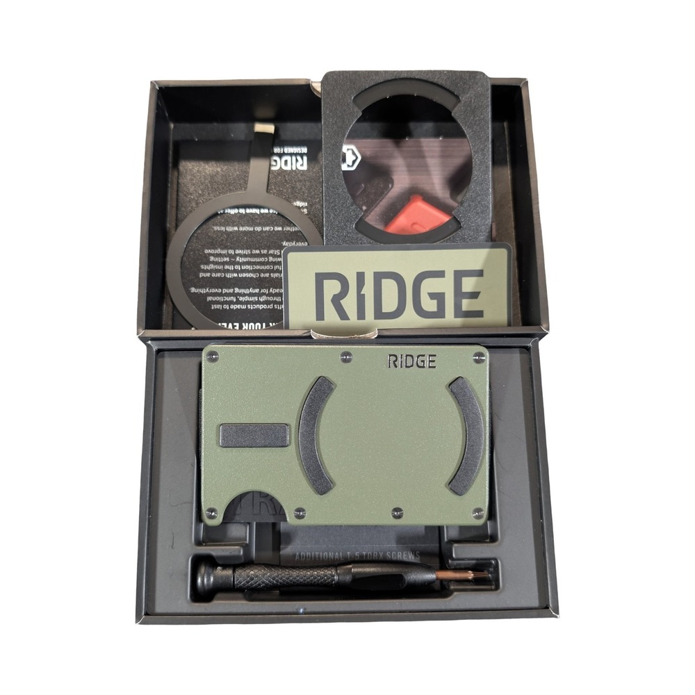 Qq4O Ridge Magsafe Wallet RFID Blocking Holds 1-12 Cards Matte Olive Open Box